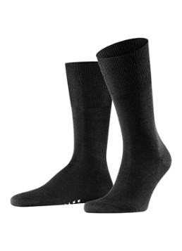 Falke Heren Airport sokken in scheerwolblend in de kleur Zwart, maat: 47/48