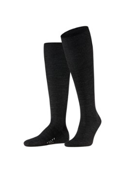 Falke Heren Airport kniekousen in scheerwolblend in de kleur Antraciet, maat: 43/44