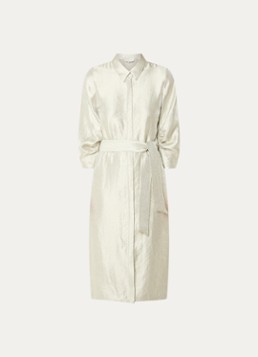 Xandres Dames Kato midi blousejurk met strikceintuur in de kleur Taupe