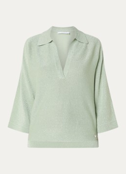 Xandres Dames Giedo fijngebreide polo met lurex in de kleur Mint