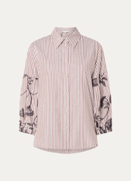 Xandres Dames Hopi blouse met streepprint in de kleur Lichtbruin