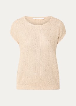 Xandres Dames Amara grofgebreide trui met pailletten in de kleur Beige