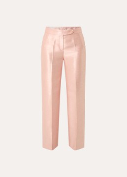 Xandres Dames Peyvin high waist wide leg pantalon met metallic finish in de kleur Zalmroze