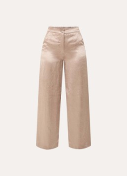 Xandres Dames Phocos high waist straight fit pantalon met metallic finish in de kleur Lichtbruin