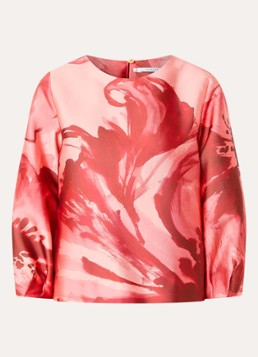 Xandres Dames Hanzie tuniek met pofmouw en bloemenprint in de kleur Rood