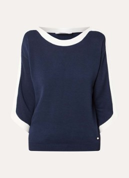Xandres Dames Azzuro fijngebreide pullover met boothals in de kleur Donkerblauw