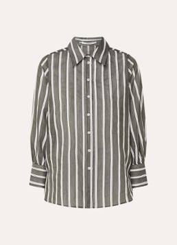 Xandres Dames Heloisa semi-transparante blouse met streepprint in de kleur Bronsgroen