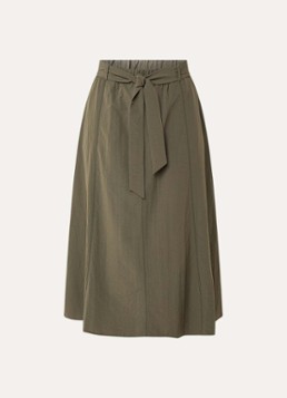 Xandres Dames Rossi high waist midi A-lijn rok met strikceintuur in de kleur Bronsgroen
