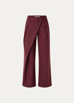 Xandres Dames Pifo high waist wide fit pantalon in wolblend met steekzakken in de kleur Aubergine