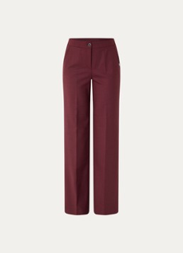 Xandres Dames Phocus high waist straight fit pantalon in woblend met steekzakken in de kleur Aubergine