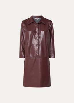 Xandres Dames Kobien mini blousejurk van imitatieleer in de kleur Aubergine