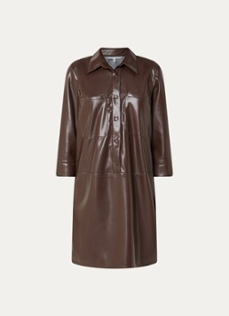 Xandres Dames Kobien mini blousejurk van imitatieleer in de kleur Donkerbruin