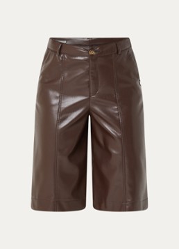 Xandres Dames Puzanne high waist straight fit korte broek van imitatieleer in de kleur Donkerbruin