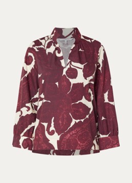 Xandres Dames Hulen tuniek met print in de kleur Aubergine