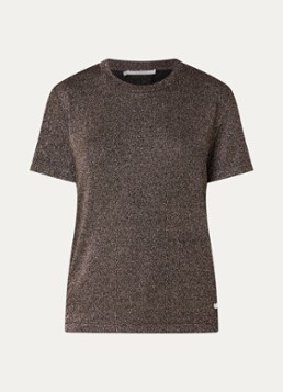 Xandres Dames Helle top met lurex en stretch in de kleur Bruin