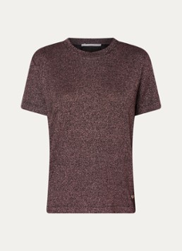 Xandres Dames Helle top met lurex en stretch in de kleur Aubergine