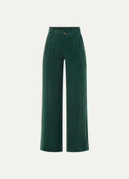Xandres Dames Phia high waist loose fit pantalon met steekzakken in de kleur Donkergroen