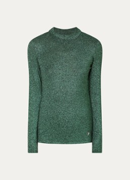 Xandres Dames Hellas fijngebreide top met lurex in de kleur Donkergroen
