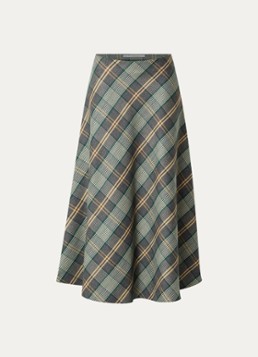 Xandres Dames Rocio midi rok met ruitdessin in de kleur Donkergroen