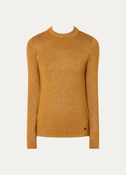 Xandres Dames Hellas fijngebreide top met lurex in de kleur Mosterd