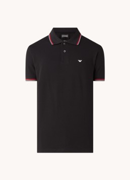 Armani Heren Regular fit polo van piqué katoen met getipte boorden in de kleur Zwart