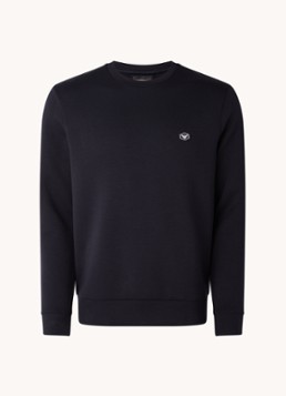 Armani Heren Sweater met logo in de kleur Donkerblauw