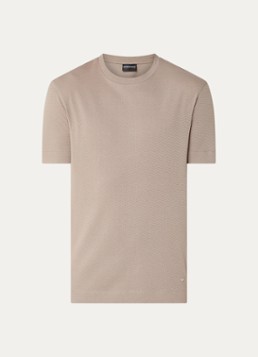 Armani Heren T-shirt met structuur in de kleur Zand