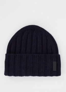 Armani Heren Ribgebreide muts van kasjmier in de kleur Donkerblauw