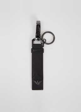 Armani Dames Sleutelhanger van schapenleer met logo in de kleur Zwart