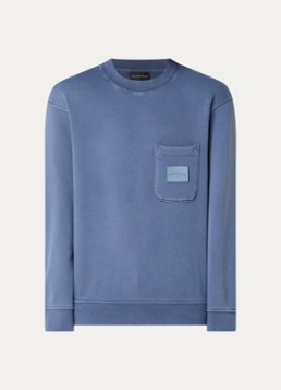 Armani Heren Sweater met logo en borstzak in de kleur Blauw