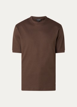 Armani Heren Fijngebreid T-shirt met ingebreid patroon in de kleur Donkerbruin
