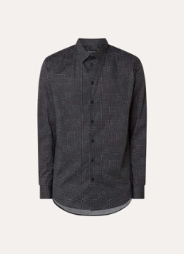 Armani Heren Regular fit overhemd van katoen in de kleur Zwart