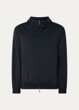 Armani Heren Jack met capuchon en ritszakken in de kleur Donkerblauw