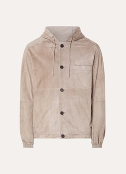 Armani Heren Jack van geitenleer met capuchon en borstzak in de kleur Donkerbeige