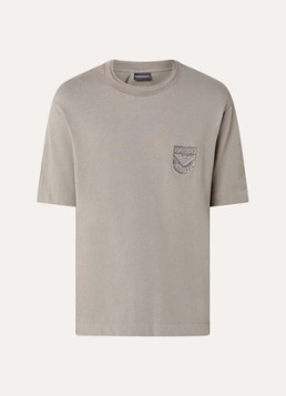 Armani Heren T-shirt met logo in de kleur Zand