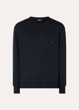 Armani Heren Sweater met logoborduring in de kleur Donkerblauw