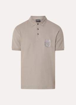 Armani Heren Regular fit polo met logoborduring in de kleur Donkerbeige