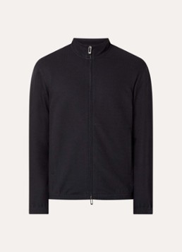 Armani Heren Sweatvest met visgraatdessin en steekzakken in de kleur Donkerblauw