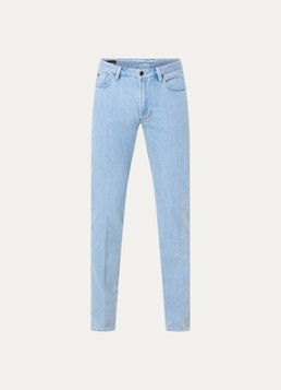 Armani Heren Slim fit jeans met medium wassing in de kleur Lichtblauw