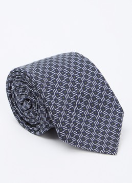 Armani Heren Stropdas van zijde met stippenprint in de kleur Donkerblauw