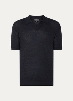 Armani Heren Fijngebreide pullover in wolblend in de kleur Donkerblauw