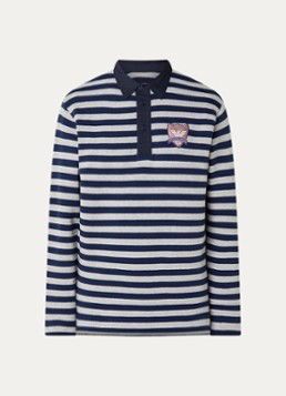Armani Heren Fijngebreide pullover met polokraag en logoborduring in de kleur Donkerblauw
