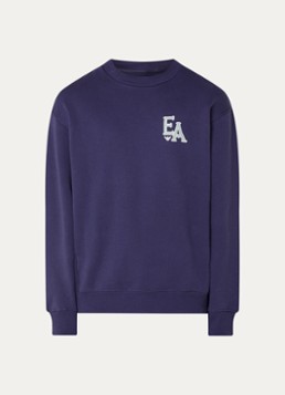 Armani Heren Sweater met logo- en backprint in de kleur Donkerblauw