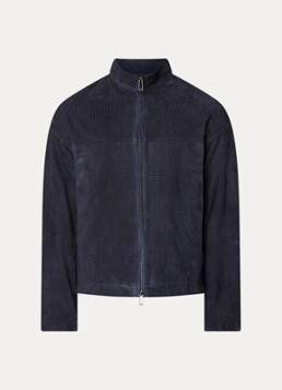 Armani Heren Jack van geitenleer met steekzakken in de kleur Donkerblauw