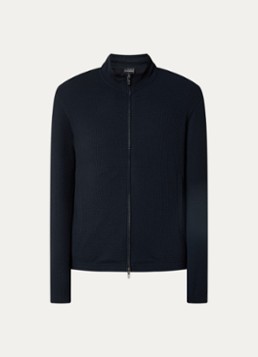 Armani Heren Sweatvest met steekzakken en structuur in de kleur Donkerblauw