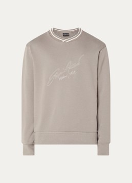 Armani Heren Sweater met logoprint in de kleur Beige