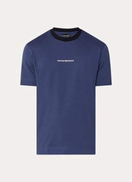 Armani Heren T-shirt met logo in de kleur Indigo