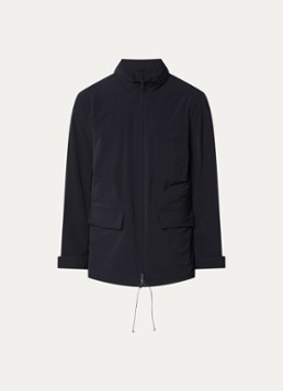 Armani Heren Jack met opbergbare capuchon en klepzakken in de kleur Donkerblauw