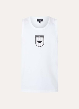 Armani Heren Tanktop met ronde hals en logo in de kleur Wit