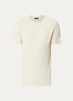 Armani Heren T-shirt met structuur in de kleur Beige
